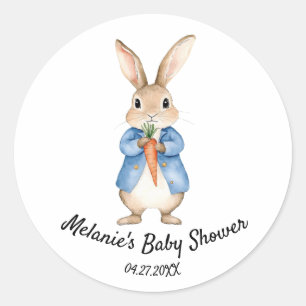 Aquarell-Hasen-Gartenparty-Baby-Shower Runder Aufkleber