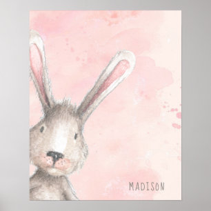 Aquarell-Hasen-Kaninchen mit individuellem Namen Poster