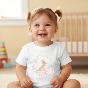 Aquarell-Hasen-Kranz Baby Strampler