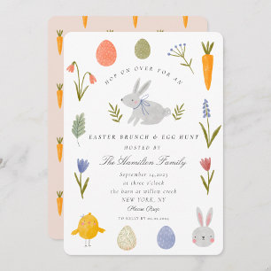Aquarell-Hasen-Oster-Brunch & Eiersuche  Einladung