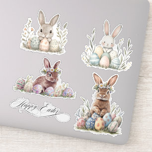 Aquarell-Hasen-Osterhase Frühhling Aufkleber