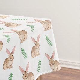 Aquarell-Hasen-Osterpattern mit Grünpflanzen Tischdecke