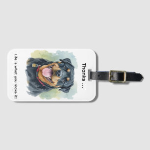 Aquarell-Haustier Rottweiler-Porträt Gepäckanhänger