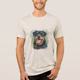 Aquarell-Haustier Rottweiler-Porträt Tri-Blend Shirt