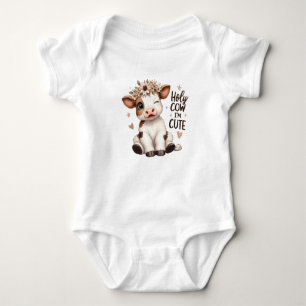 Aquarell Heilige Kuh ich bin süße Tiere Land Baby Strampler