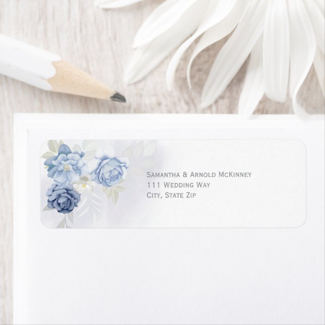 Aquarell Hellblaue Blumige Hochzeitsadresse (Insitu)
