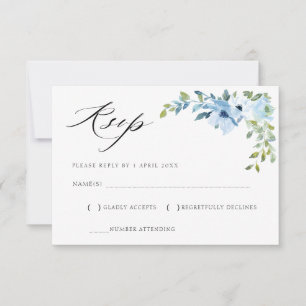 Aquarell hellblaue florale RSVP-Karte RSVP Karte