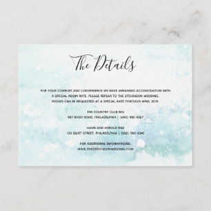 Aquarell hellblaue Hochzeit Details Einsteckkarte Begleitkarte