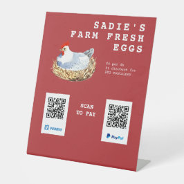 Aquarell Hen Fresh Egi QR Code Zahlung Sockelschild