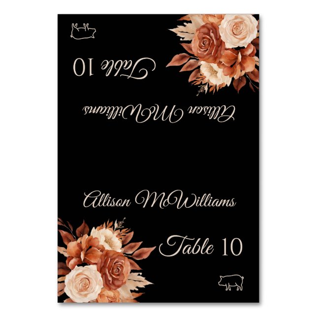 Aquarell Herbst Elegance Tischnummer (Vorderseite)