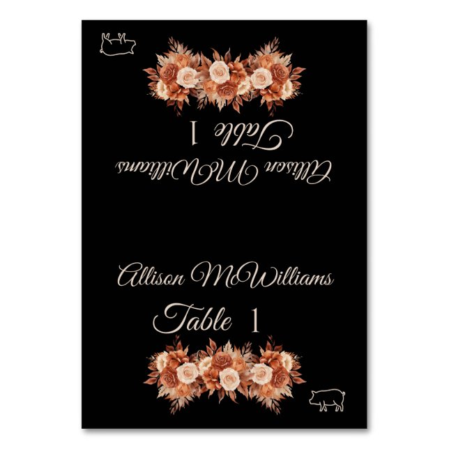 Aquarell Herbst Elegance Tischnummer (Vorderseite)