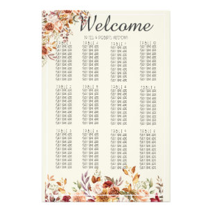Aquarell Herbst Floral Laub Sitzplan Druck