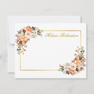 Aquarell Herbst Floral Personalisierter Goldrahmen Mitteilungskarte