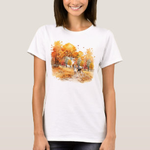 Aquarell-Herbst-Hund-Design - Beagle T-Shirt