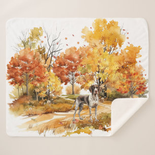 Aquarell Herbst Hund Design- Deutsch Drahthaariger Sherpadecke