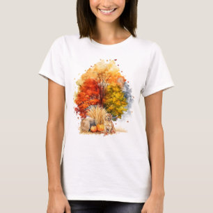 Aquarell-Herbst-Hund-Design - Golden Retriever T-Shirt