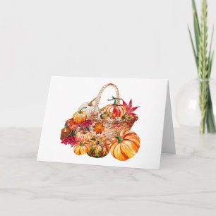 Aquarell Herbst-Kürbis-Erntekorb  Karte
