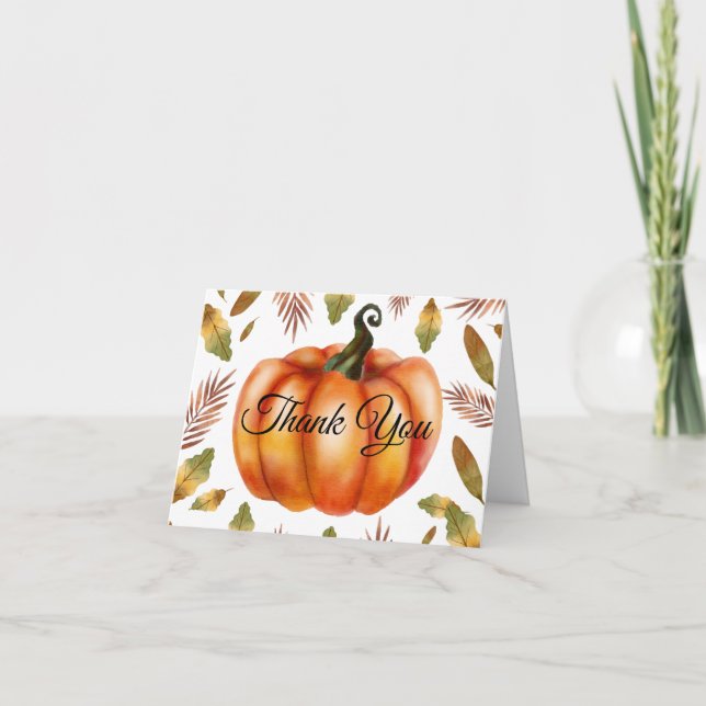 Aquarell-Herbst-Kürbis-Oranger Dankeskarten-Entwur Dankeskarte (Vorderseite)