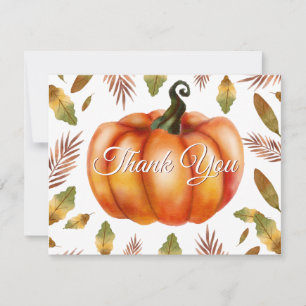 Aquarell-Herbst-Kürbis-Oranger Dankeskarten-Entwur Dankeskarte