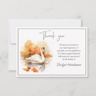 Aquarell Herbst Schwan im See Trauerfeier Dankeskarte
