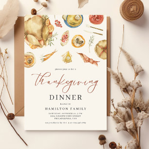 Aquarell Herbst Thanksgiving-Dinner Einladung