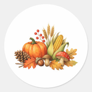 Aquarell Herbst Thanksgiving Ernte Runder Aufkleber