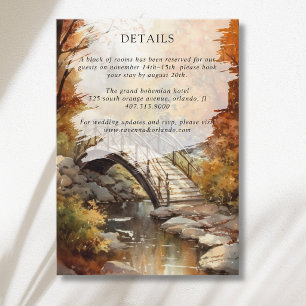 Aquarell-Herbst-Waldbrücke-Hochzeitsdetails Begleitkarte