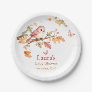 Aquarell Herbst Waldvogel & Herbstlaub Pappteller