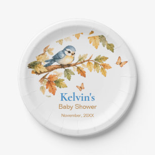Aquarell Herbst Waldvogel & Herbstlaub Pappteller
