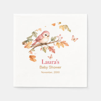 Aquarell Herbst Waldvogel & Herbstlaub Serviette