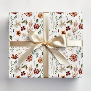 Aquarell-Herbst-Wildblumengarten-Blumenmuster Geschenkpapier Set