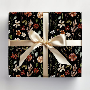 Aquarell-Herbst-Wildblumengarten-Blumenmuster Geschenkpapier Set