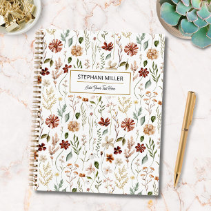Aquarell-Herbst-Wildblumengarten-Blumenmuster Notizbuch