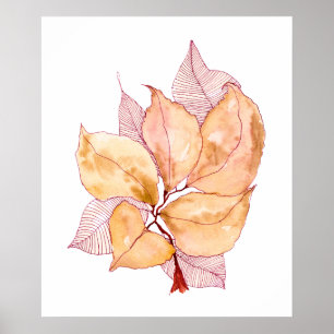 Aquarell-Herbstblätter Botanische Illustration Poster