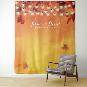 Aquarell Herbstblätter Elegante Herbsthochzeit Wandteppich