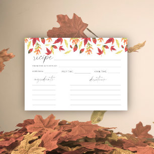 Aquarell-Herbstblätter - Rezeptkarte