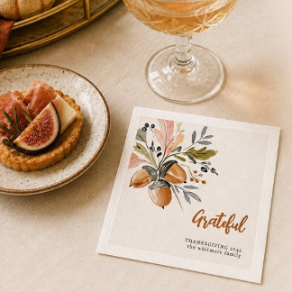 Aquarell Herbstblätter Thanksgiving Dankbar Serviette