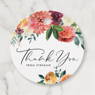 Aquarell Herbstblumenstrauß Danke Geschenkanhänger