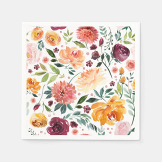 Aquarell-Herbstblüten-Muster Herbst Thanksgiving Serviette