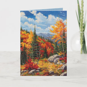 Aquarell Herbstfarben Grußkarte flach Karte