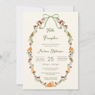 Aquarell-Herbstkranz Hallo Kürbis-Baby-Party Einladung
