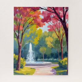 Aquarell Herbstpark mit Herbstlaub