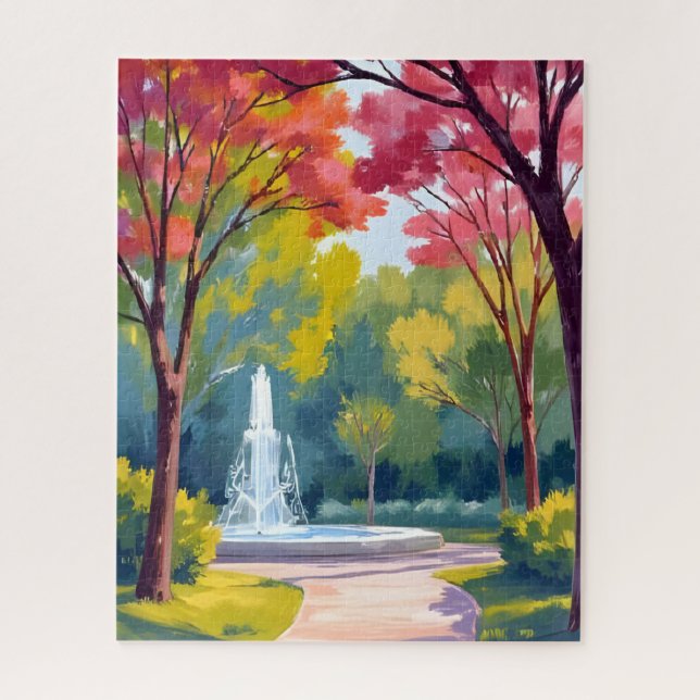 Aquarell Herbstpark mit Herbstlaub (Vertikal)