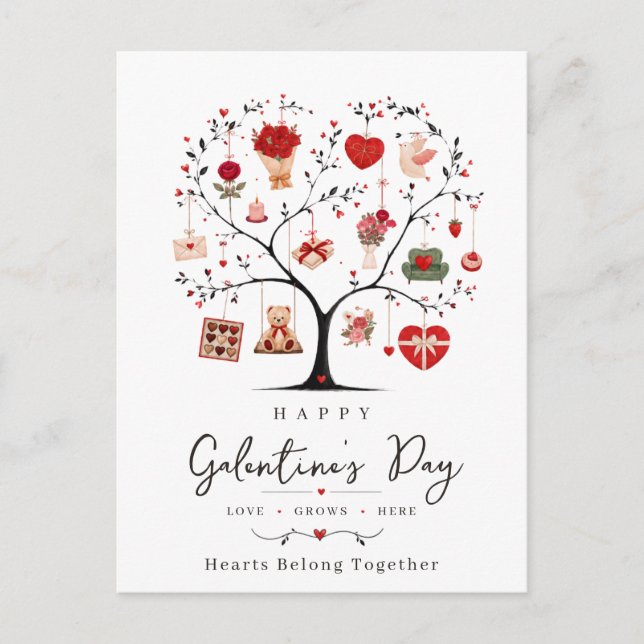 Aquarell-Herz-Baum-Galentine  Postkarte (Vorderseite)