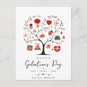 Aquarell-Herz-Baum-Galentine Postkarte