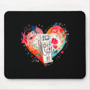 Aquarell-Herz-Blumen-Dialyse-Krankenschwester Neph Mousepad