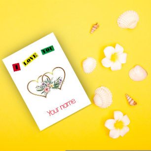 Aquarell-Herz-Monogramm-Name Flache Feiertagskarte