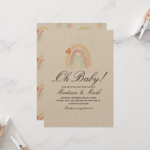 Aquarell-Herz-Regenbogenstrich-Baby-Party-Rustikal Einladung