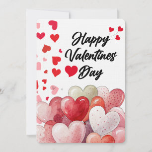 Aquarell-Herzballon Frohen Valentinstag Feiertagskarte