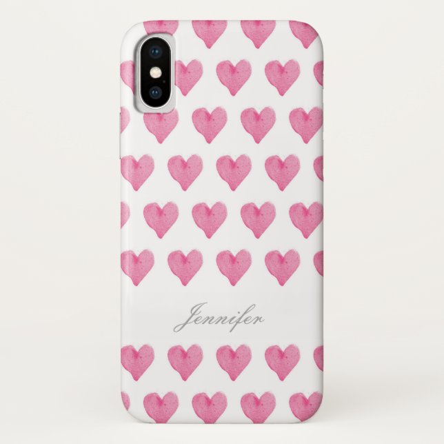 Aquarell-Herzen mit Namensfall Case-Mate iPhone Hülle (Rückseite)